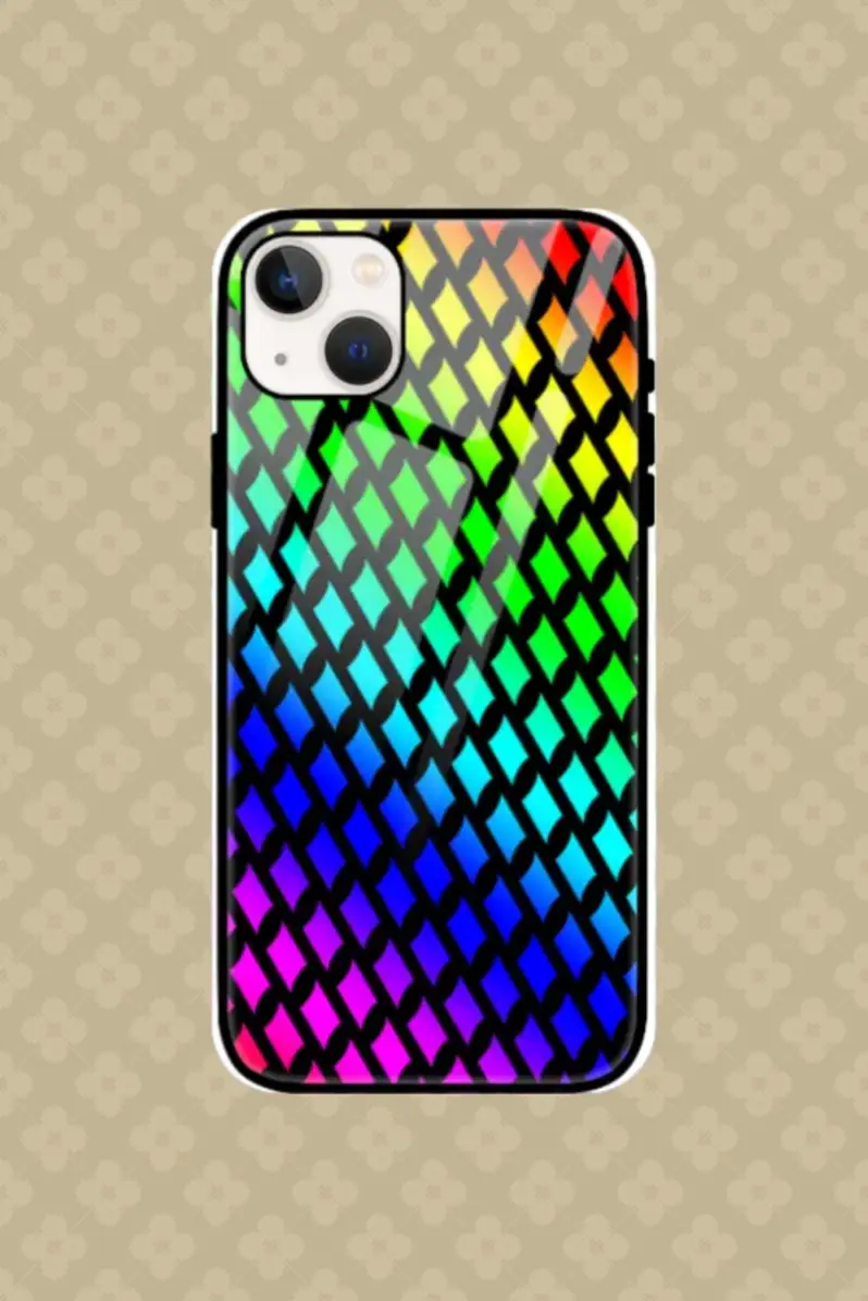Rainbow iPhone 13 Back Cover Mobile Glass Case - Image 1
