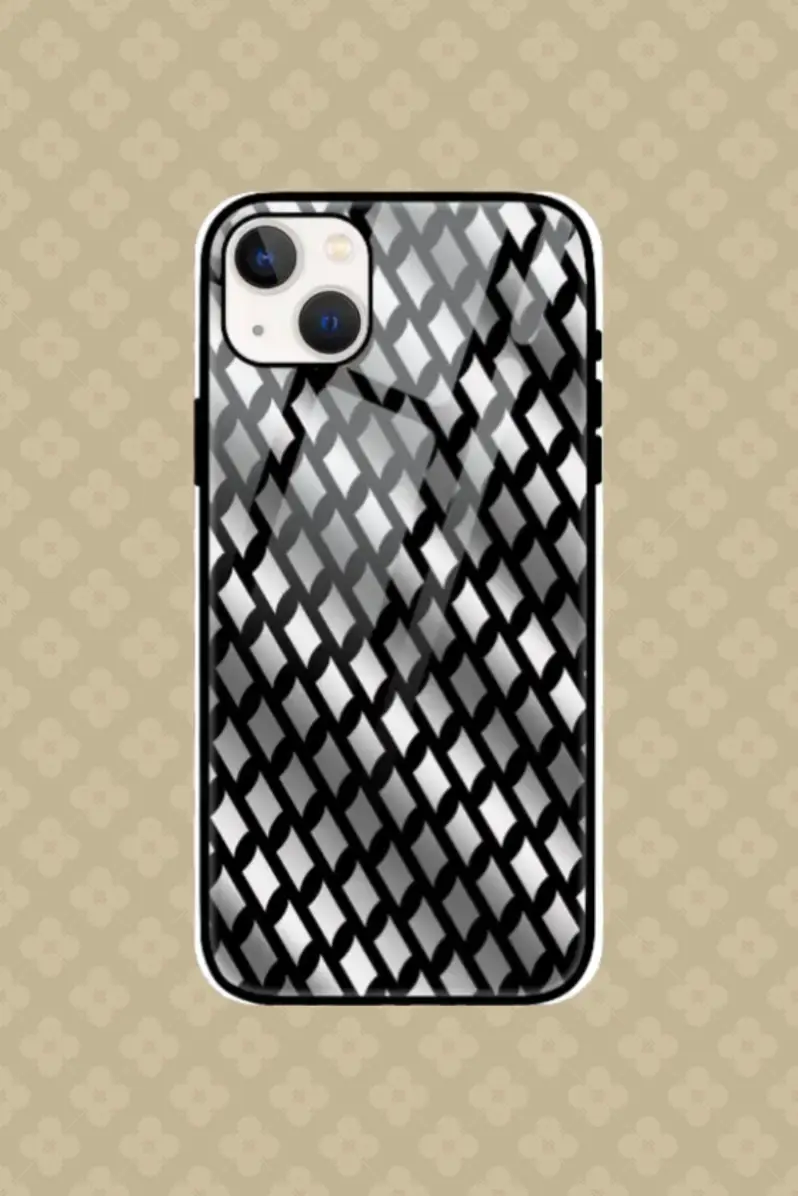 Silver Color iPhone 13 Back Cover Mobile Glass Case - Image 1