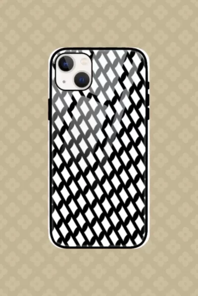 Black White iPhone 13 Back Cover Mobile Glass Case