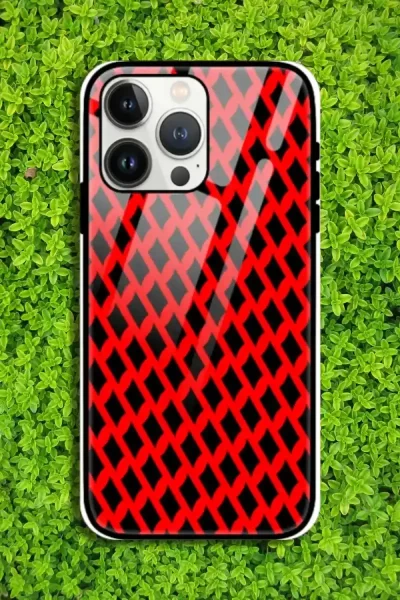 Red Black iPhone 13 Pro Mobile Glass Case