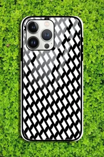 Black White iPhone 13 Pro Mobile Glass Case