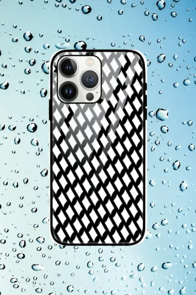 Black White iPhone 13 Pro Max Mobile Glass Case