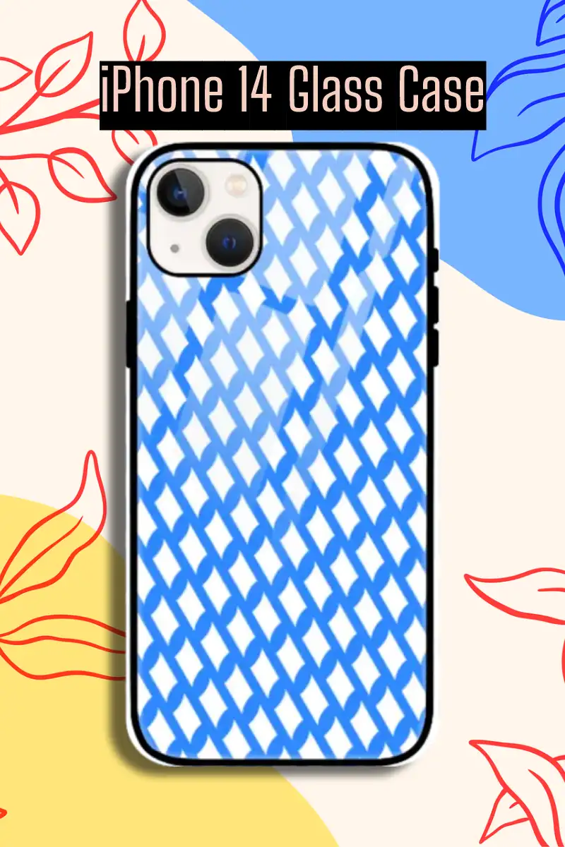Blue iPhone 14 Mobile Glass Case - Image 1
