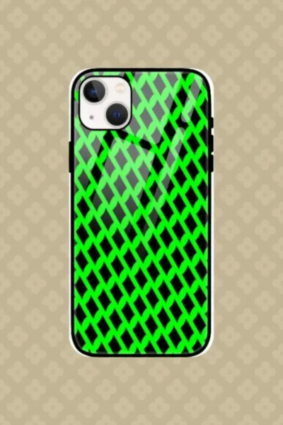 Green Black iPhone 13 Back Cover Mobile Glass Case