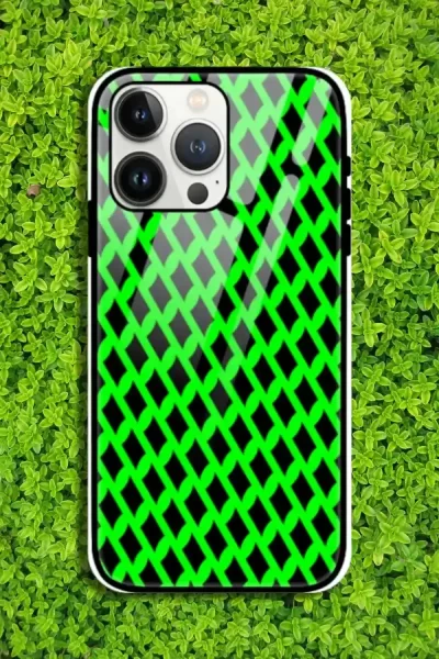 Green Black iPhone 13 Pro Mobile Glass Case