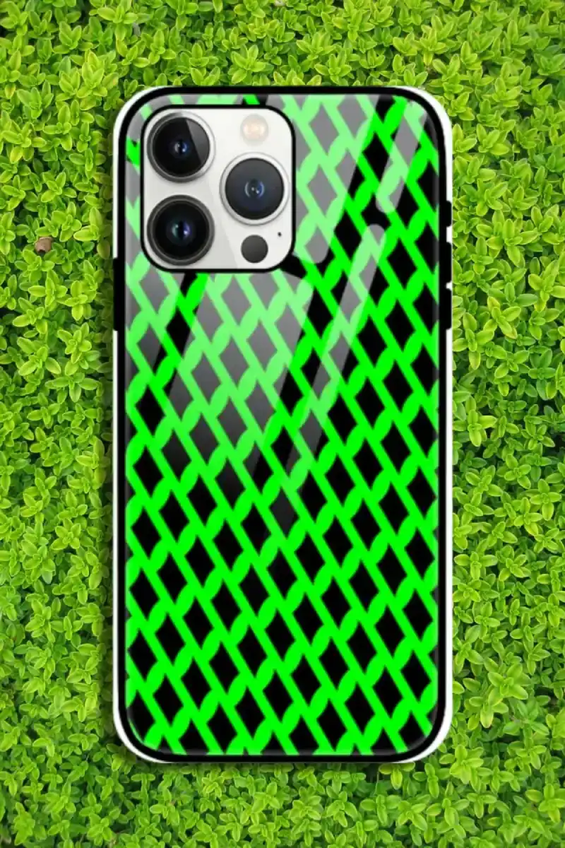 Green Black iPhone 13 Pro Mobile Glass Case - Image 1