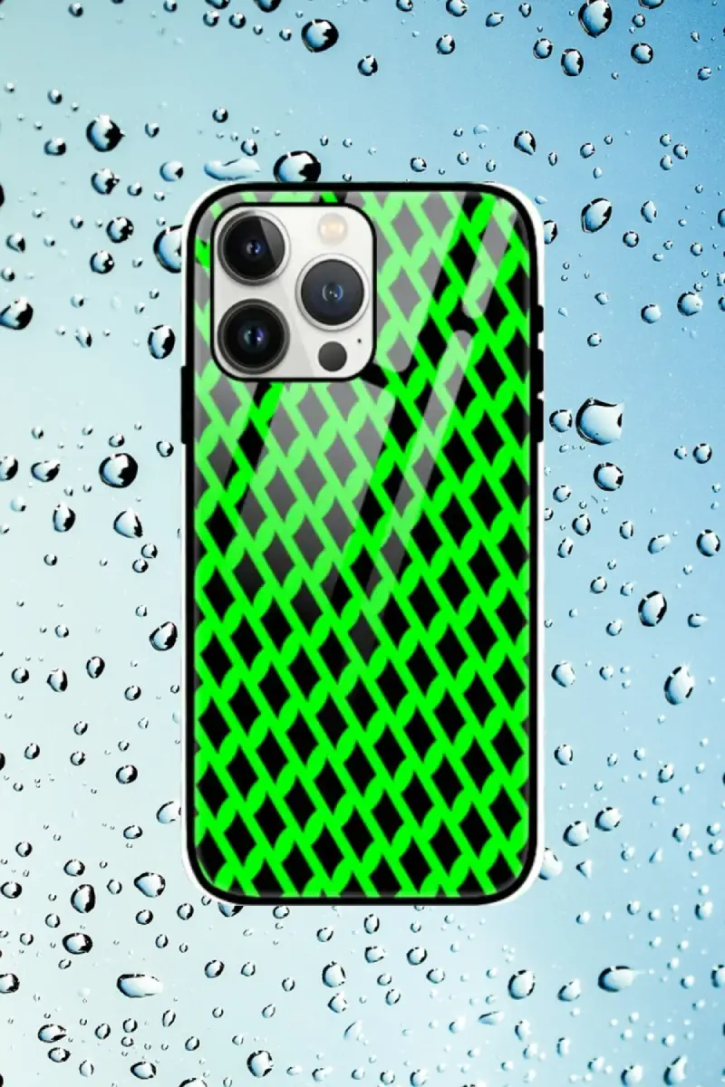 Green Black iPhone 13 Pro Max Mobile Glass Case - Image 1