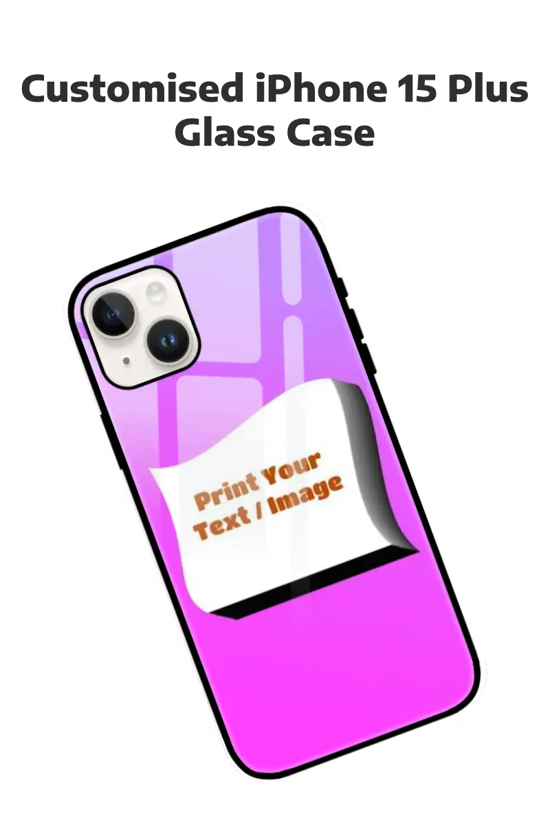 Customised iphone 15 Plus Mobile Back Cover Glass Case - Image 1