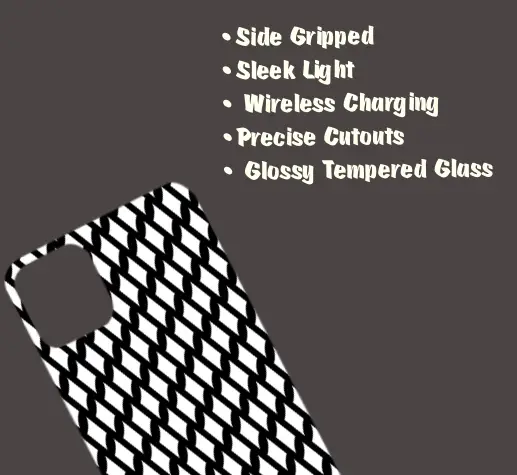 Black White iPhone 13 Back Cover Mobile Glass Case - Image 3