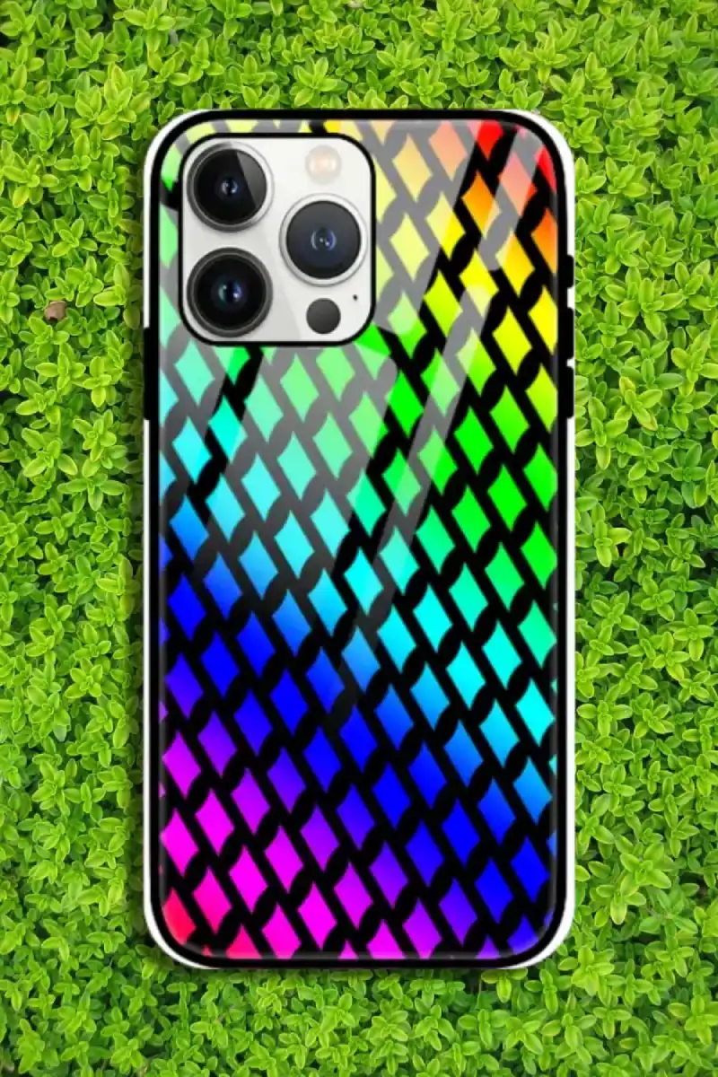 Rainbow iPhone 13 Pro Mobile Glass Case - Image 1