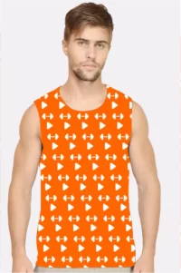 Dumbells Printed Men Orange Vest