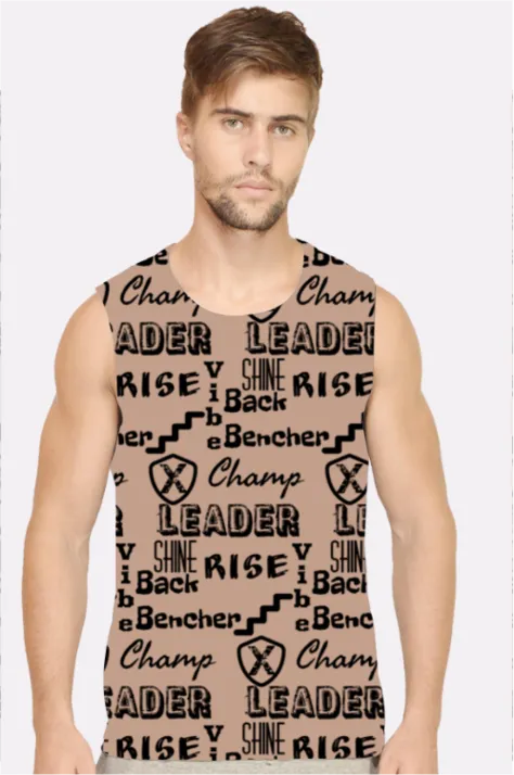 Back Benchers Muddy Color Men Printed Sleeveless T-shirt - Image 1