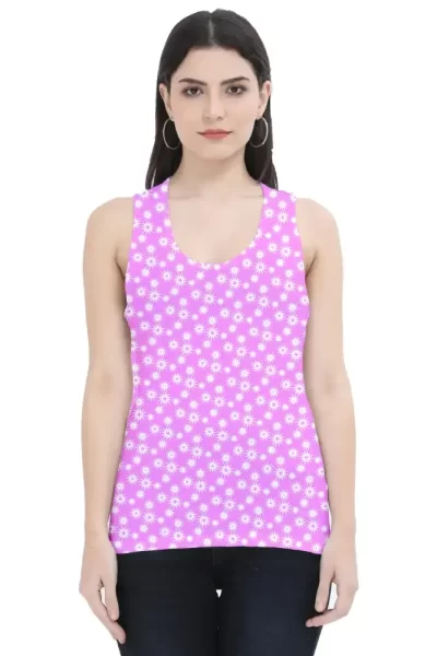 Pink Color Floral Women Printed Tank Top