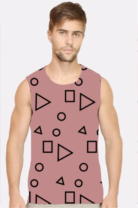Geometric Men Printed Sleeveless T-shirt - Image 1