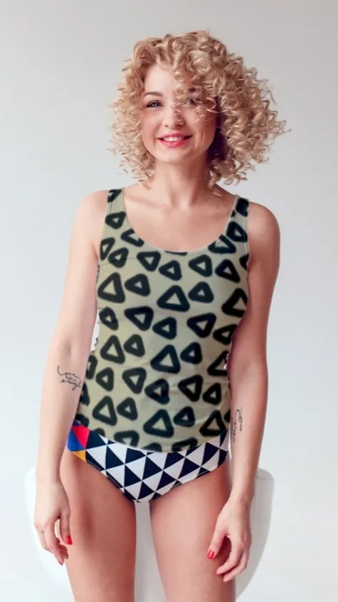 Triangles Print Women Printed Tank Top - Image 1