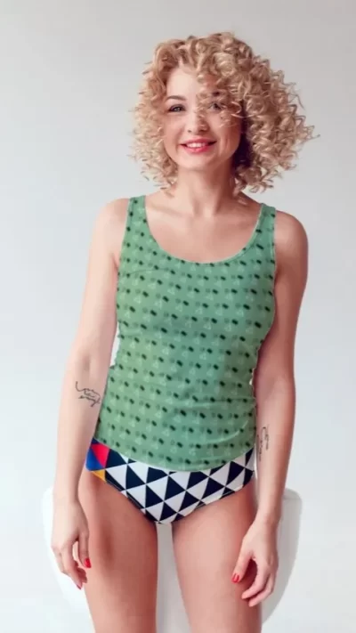 Geometric Print Women Printed Tank Top