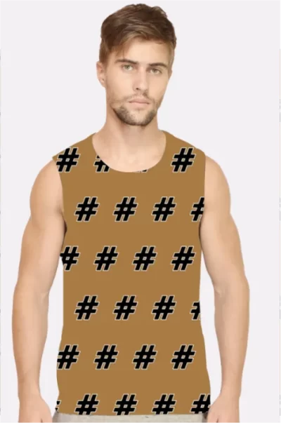 Hash Men Printed Sleeveless T-shirt