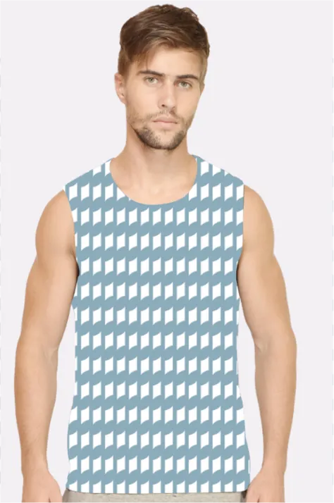 Grey Men Printed Sleeveless T-shirt - Image 1
