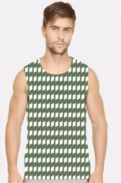 Military Color Men Printed Sleeveless T-shirt