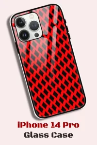 Red Black iPhone 14 Pro Back Cover Mobile Glass Case