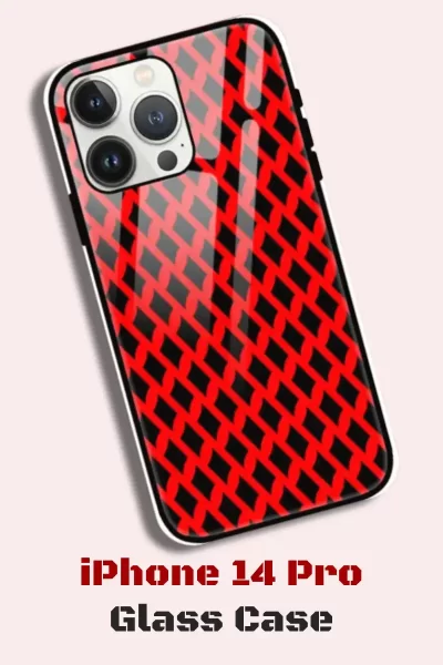 Red Black iPhone 14 Pro Back Cover Mobile Glass Case