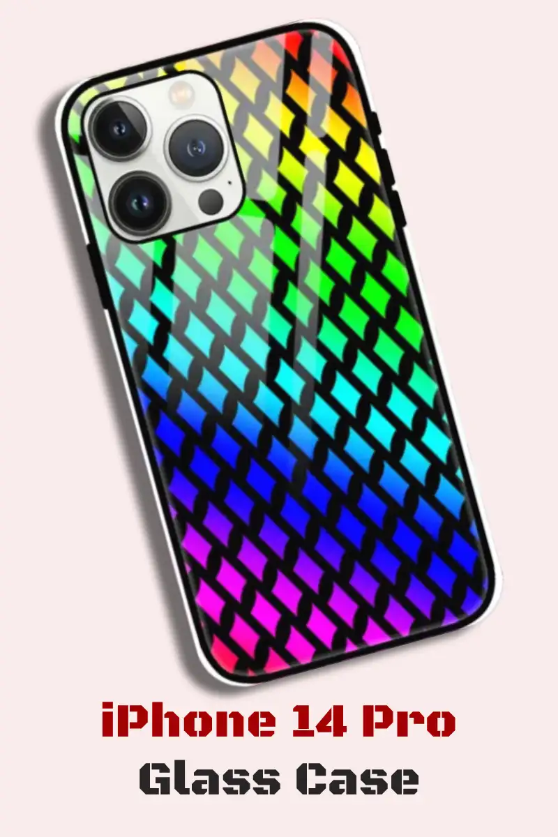 Rainbow iPhone 14 Pro Back Cover Mobile Glass Case - Image 1