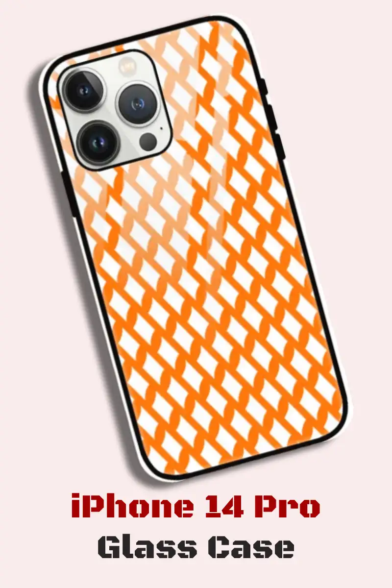Saffron iPhone 14 Pro Back Cover Mobile Glass Case - Image 1