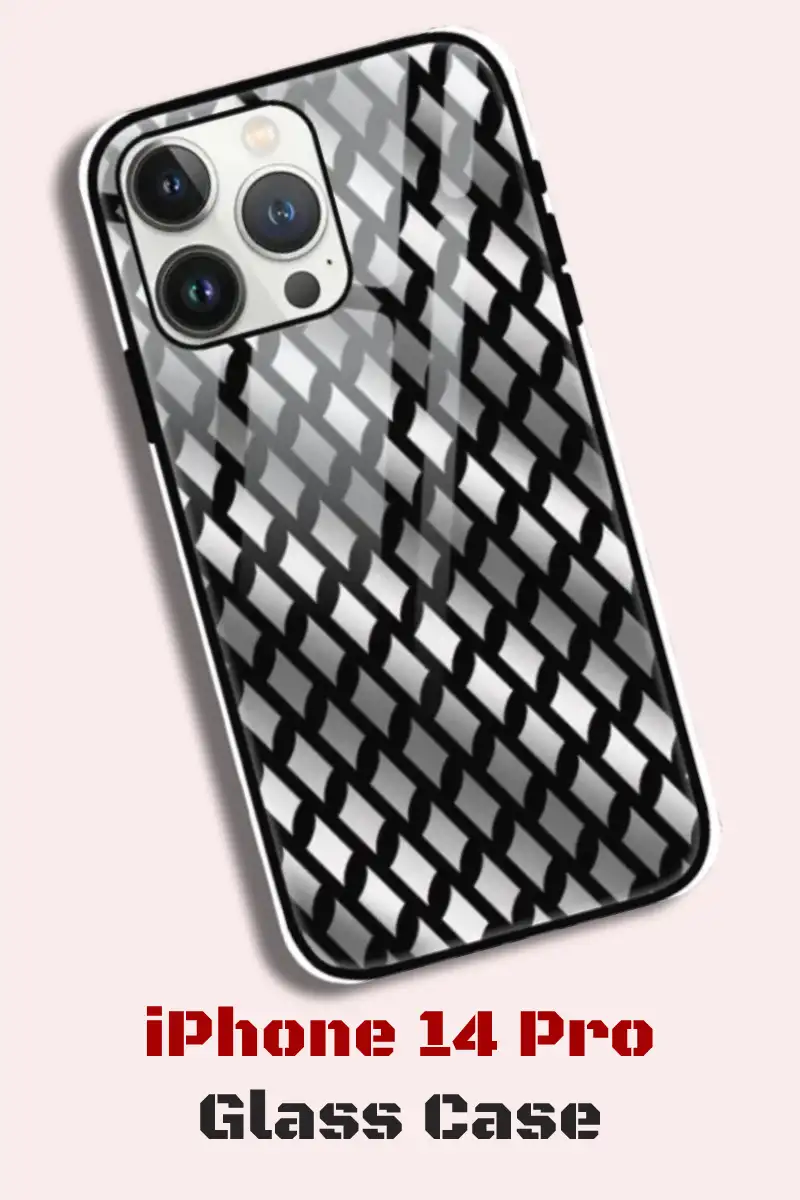 Silver Color iPhone 14 Pro Back Cover Mobile Glass Case - Image 1