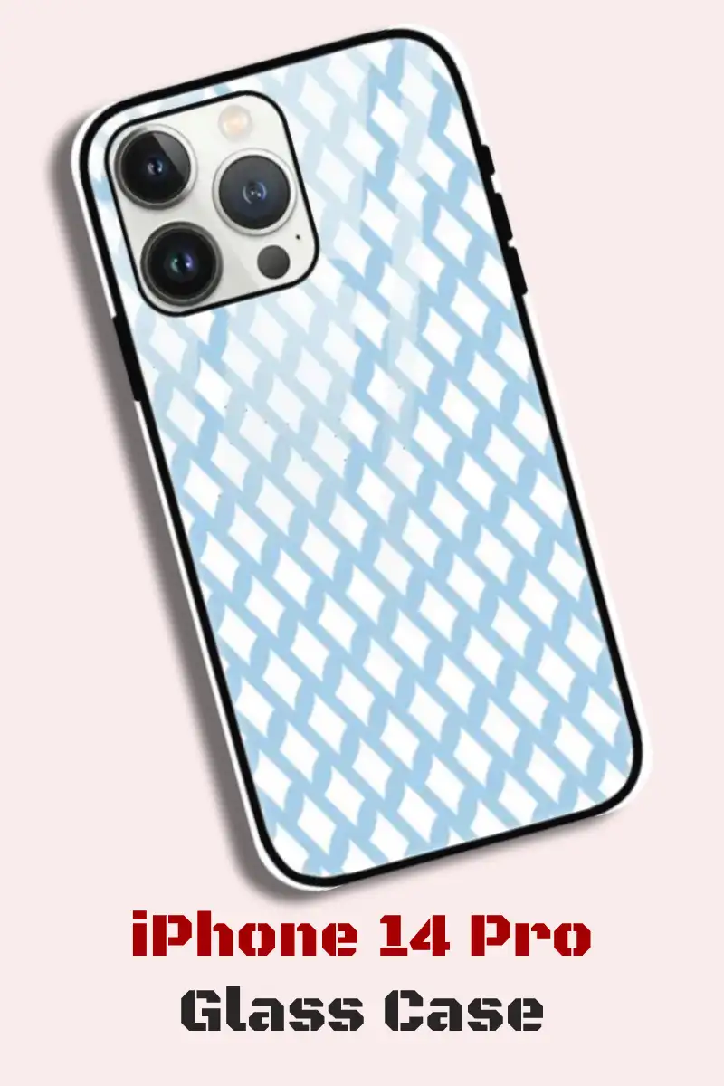 Sky Blue iPhone 14 Pro Back Cover Mobile Glass Case - Image 1