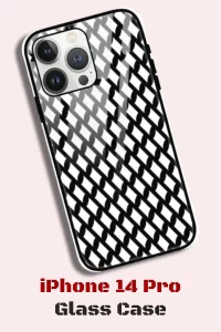 Black White iPhone 14 Pro Back Cover Mobile Glass Case