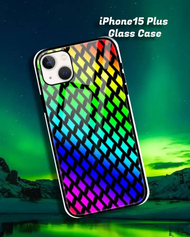Rainbow iPhone 15 Plus Mobile Back Cover Glass Case - Image 1