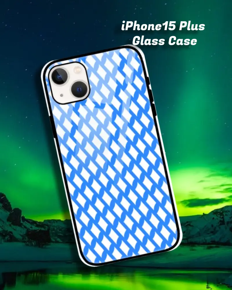 Blue iPhone 15 Plus Mobile Back Cover Glass Case - Image 1