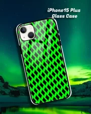 Green Black iPhone 15 Plus Mobile Back Cover Glass Case