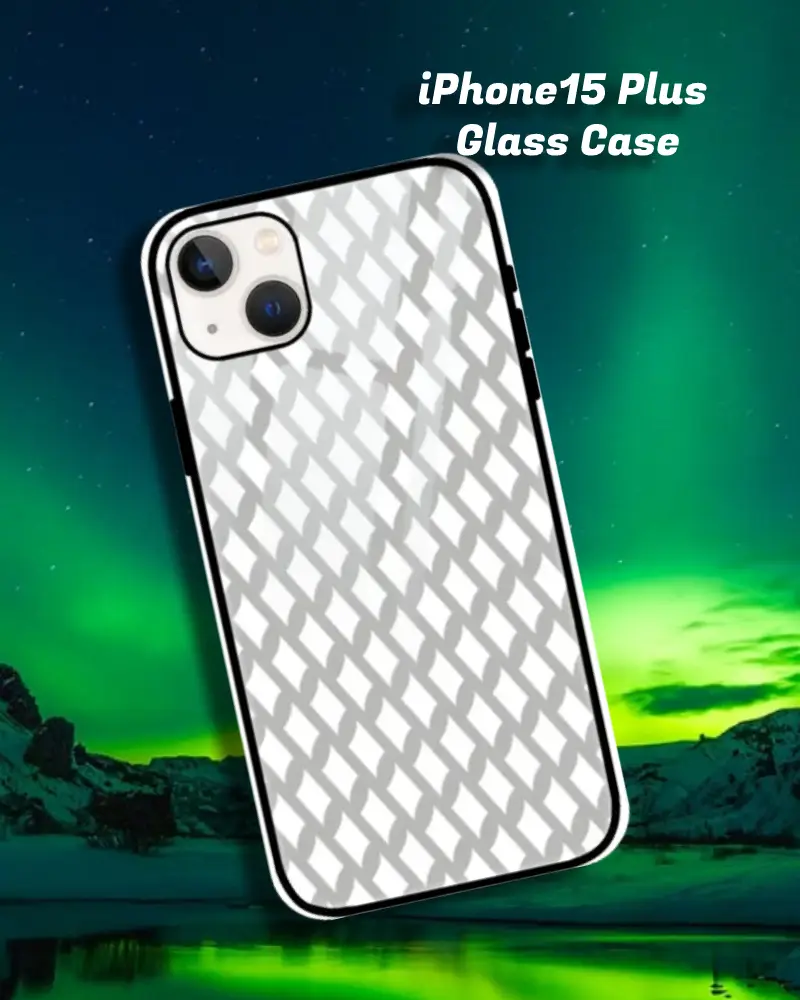 Grey iPhone 15 Plus Mobile Back Cover Glass Case - Image 1
