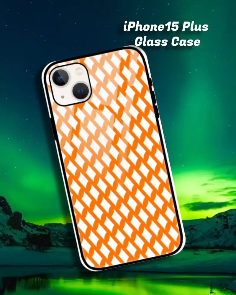 Saffron iPhone 15 Plus Mobile Back Cover Glass Case - Image 1