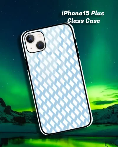 Sky Blue iPhone 15 Plus Mobile Back Cover Glass Case