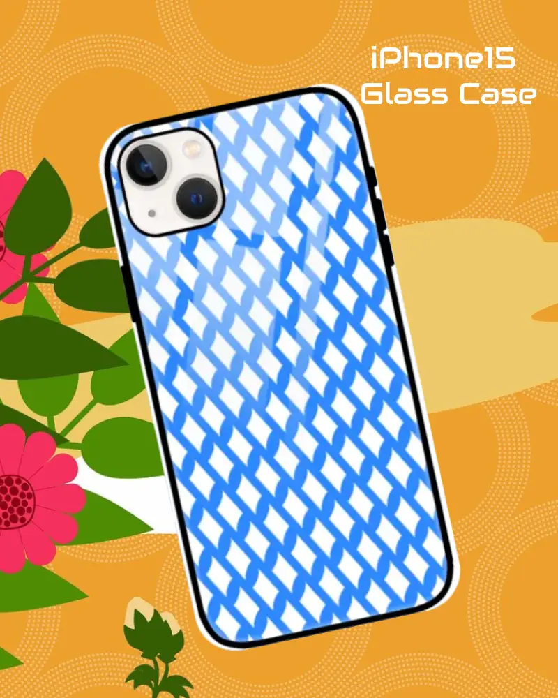 Blue iPhone 15 Mobile Back Cover Glass Case - Image 1