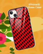 Red Black iPhone 15 Mobile Back Cover Glass Case