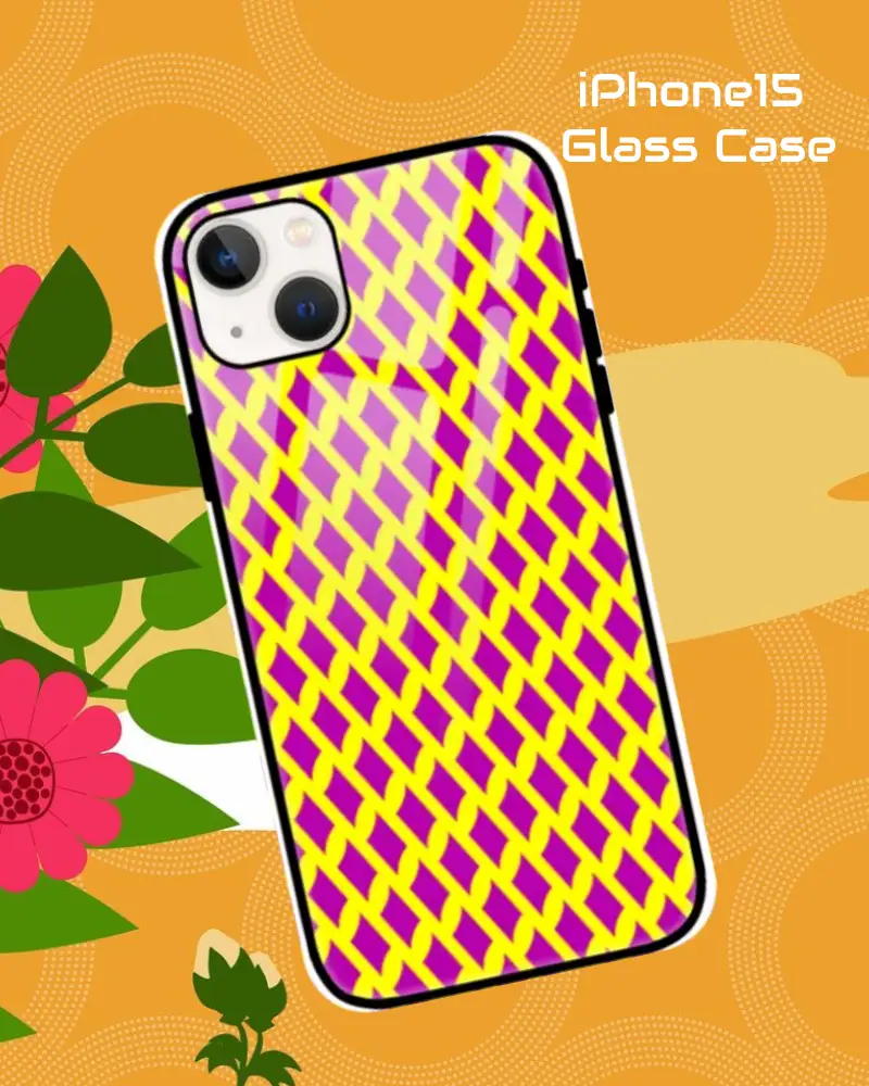 Yellow Rani iPhone 15 Mobile Back Cover Glass Case - Image 1