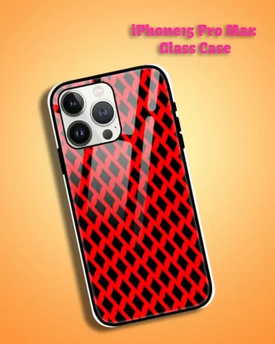 Red Black iPhone 15 Pro Max Mobile Back Cover Glass Case