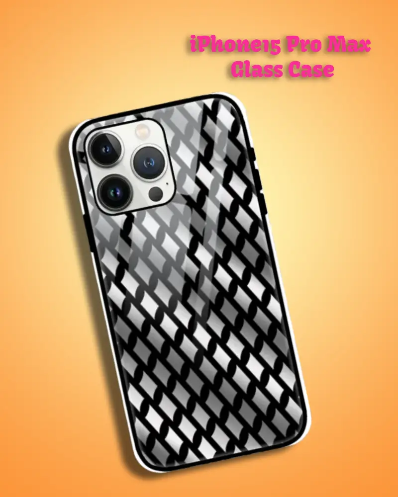 Silver Color iPhone 15 Pro Max Mobile Back Cover Glass Case - Image 1
