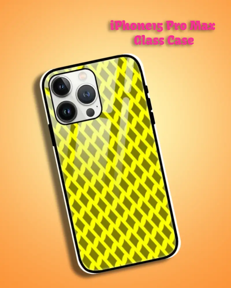 Yellow Mehandi iPhone 15 Pro Max Mobile Back Cover Glass Case - Image 1
