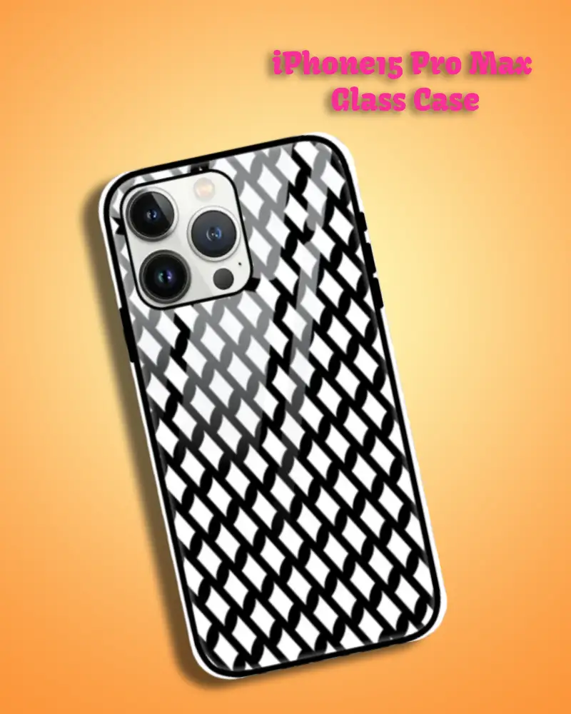 Black White iPhone 15 Pro Max Mobile Back Cover Glass Case - Image 1