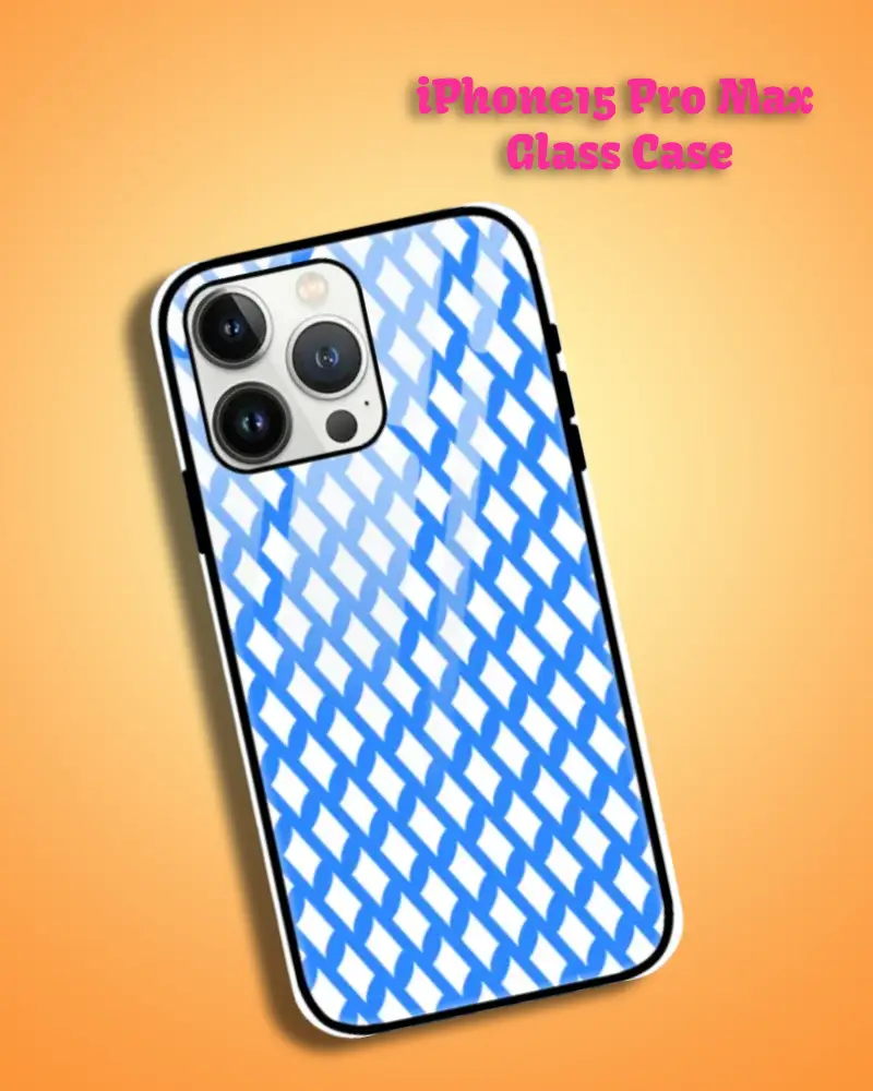 Blue iPhone 15 Pro Max Mobile Back Cover Glass Case - Image 1