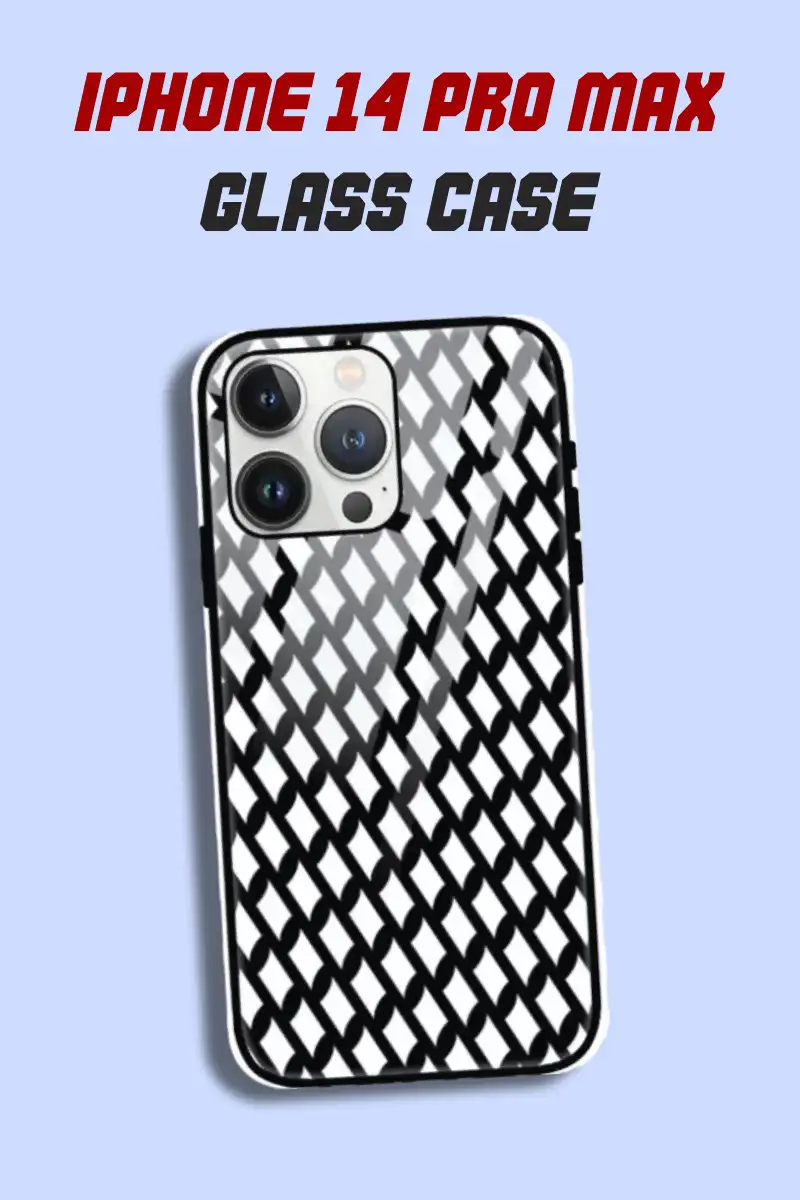 Black White iPhone 14 Pro Max Back Cover Mobile Glass Case - Image 1