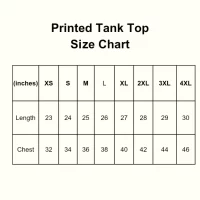 Women printed tank top size chart