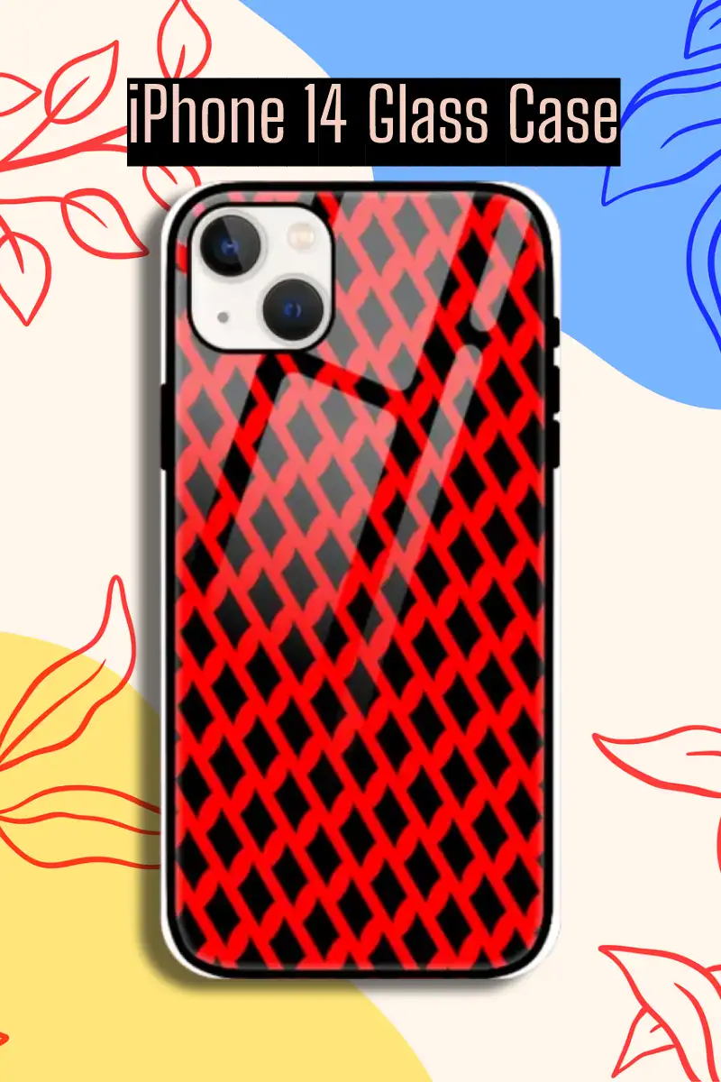 Red Black iPhone 14 Mobile Glass Case - Image 1