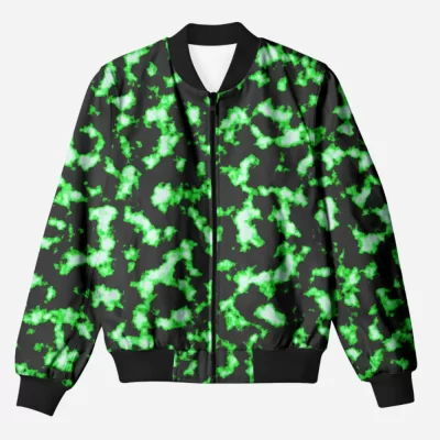 Dirty Green Camouflage Printed Bomber Jacket