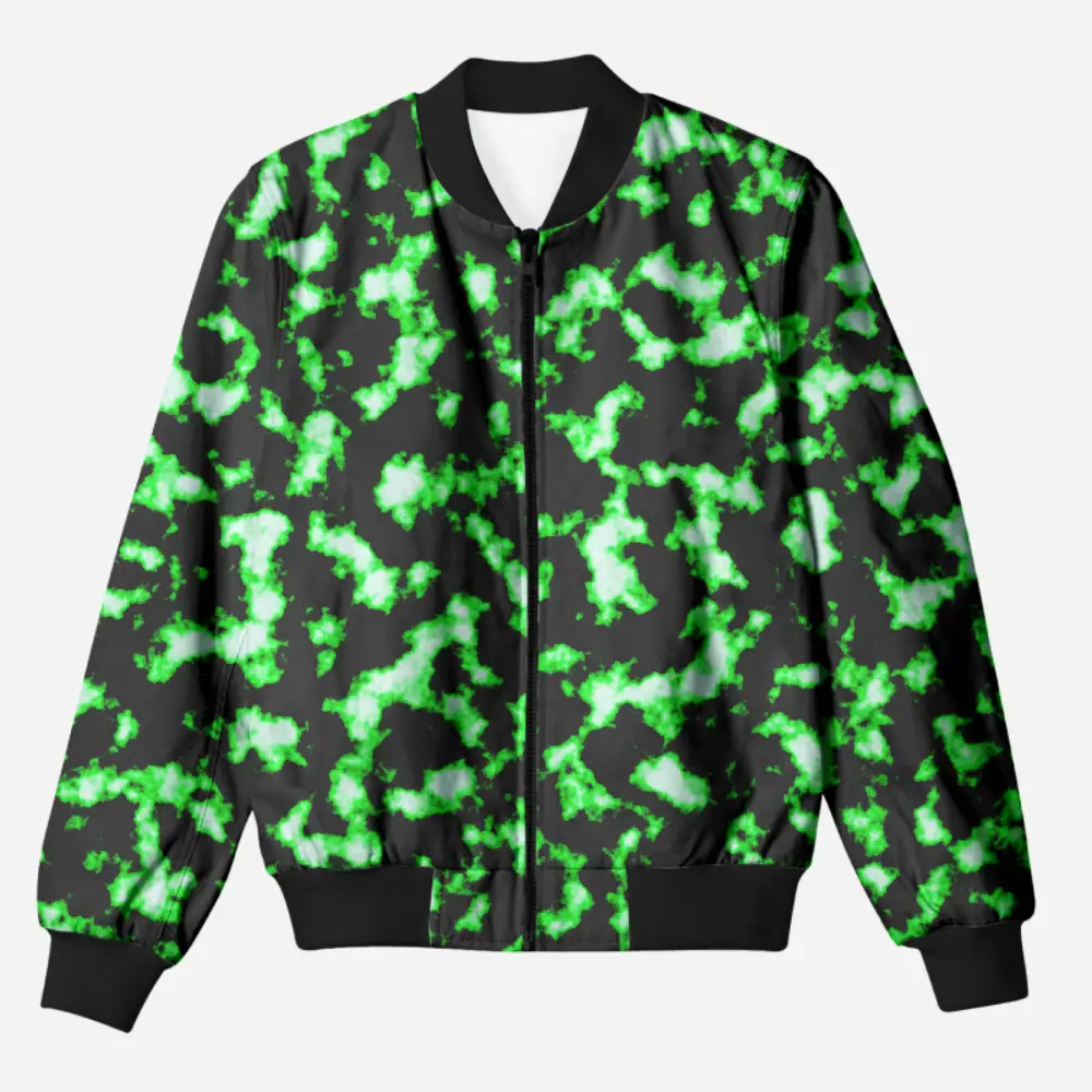 Dirty Green Camouflage Printed Bomber Jacket - Image 1