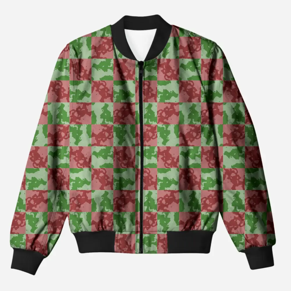 Red Green Camouflage Bomber Jacket - Image 1